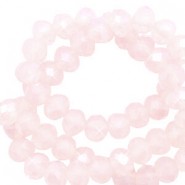 Faceted glass beads 3x2mm disc Soft pink opal-pearl shine coating
